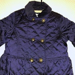Quilted girls GAP navy jacket with velvet collar